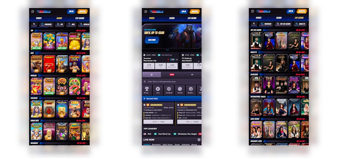 Smartphone mit WinRolla App und Live-Wettanzeige
